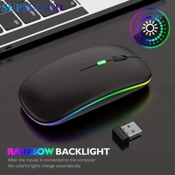 Raton Inalambrico Recargable USB con Luz RGB